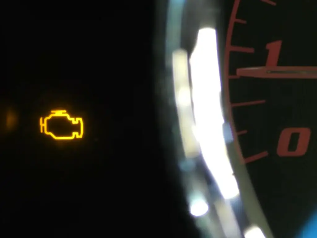 Check engine light on in car